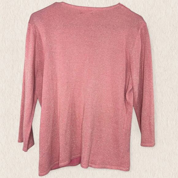 Lark Lane Pink Shimmer Knit Embellished Top Size M – Beaded Fairy Boho Y2K Glam - Picture 6 of 10
